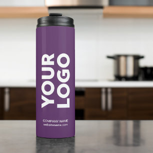 Custom Logo and Text on Purple Thermal Tumbler