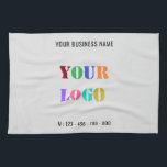Custom Logo and Text Personalised Kitchen Towel<br><div class="desc">Custom Colours and Font - Your Logo and Text Promotional Business Personalised - Add Your Logo - Image / Text - Contact Information - Phone or E-mail / Website - Resize and move or remove / add elements - image / text with Customisation tool. Choose / add your favourite background...</div>