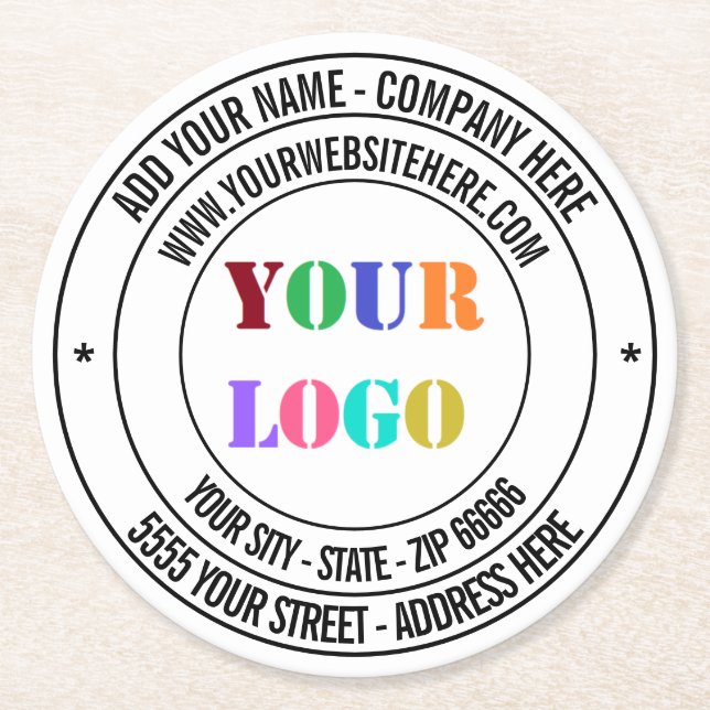 Custom Logo and Text Personalised Paper Coaster (Front)