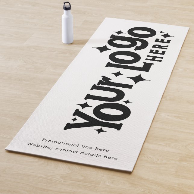 Custom Logo and Text Promotional Black White Retro Yoga Mat (In Situ)