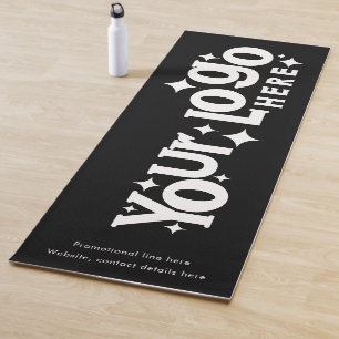 Custom Logo and Text Promotional Black White Retro Yoga Mat