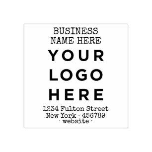 Custom Logo and Text Return Address Rubber Stamp