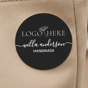 Custom logo and text round black fabric clothing 