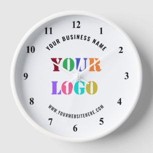 Custom Logo and Text Wall Clock - Choose Colours