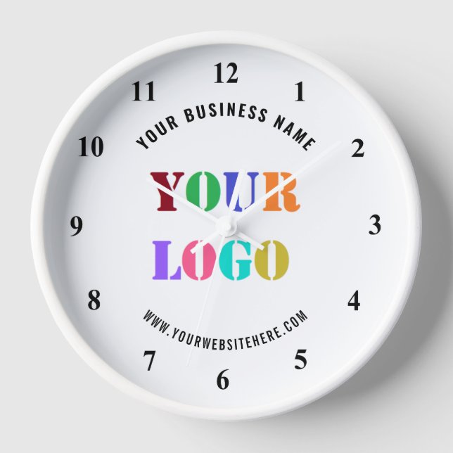 Custom Logo and Text Wall Clock - Choose Colours (Front)