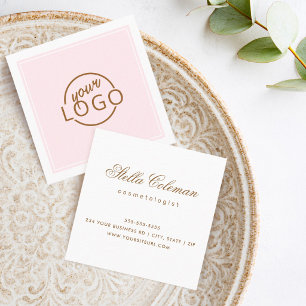 Custom logo any colour border elegant minimalist square business card
