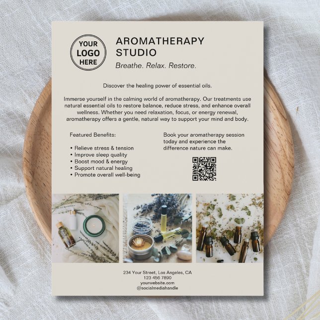 Custom Logo Aromatherapy Spa Promotional Business Flyer (Custom Logo Aromatherapy Spa Promotional Business Flyer)