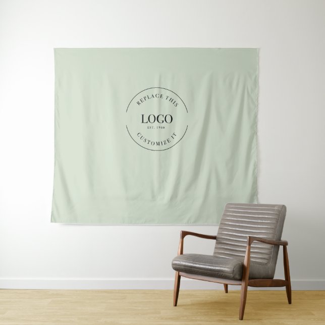 Custom Logo backdrop Company branding Green Tapestry (In Situ (Horizontal))