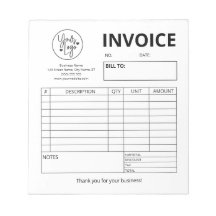 Custom Logo Bakery Invoice Wedding Cakes Notepad
