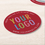 Custom Logo Bar Coasters Cardboard Promotional Red<br><div class="desc">Personalise these round pulpboard bar coasters with your business logo, tagline, social media handle, or other custom text. These are 50 point pulpboard featuring curved text. You can easily customise the red background colour. Promotional coasters can increase your brand awareness while serving your customers. The size is 4 inch x...</div>