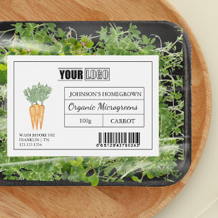 Custom Logo & Barcode Carrot Microgreens Food Label