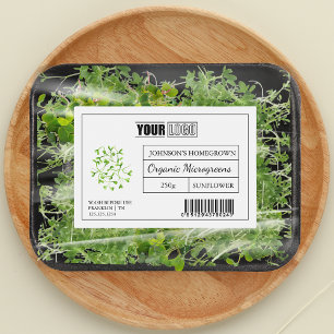 Custom Logo & Barcode Fresh Organic Microgreens Food Label