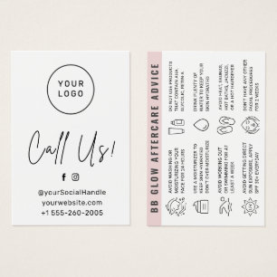 Custom Logo BB Glow Aftercare Instructions Card 
