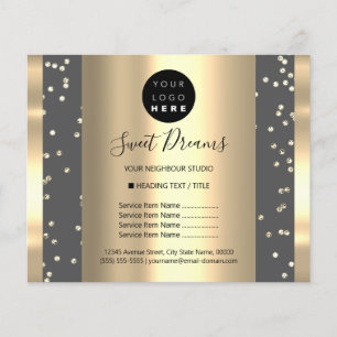 Custom Logo Beauty Makeup Price List Glitter Grey  Flyer