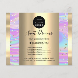 Custom Logo Beauty Makeup Price List Holograph Flyer