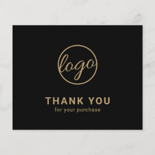 Custom Logo Black and Gold Budget Thank You Card