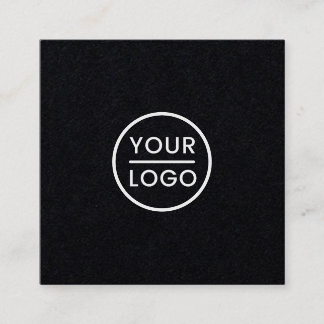 Custom logo, black and white, professional square business card (Front)