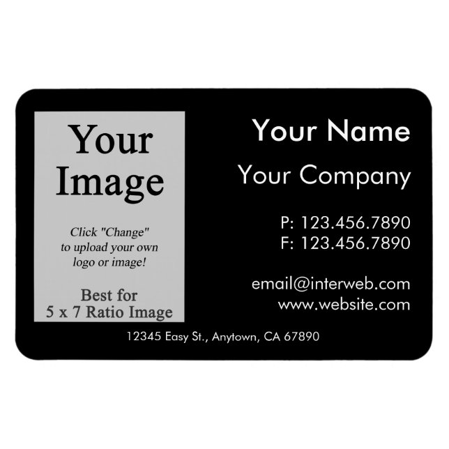 Custom Logo Black Business Card Style Magnet (Horizontal)