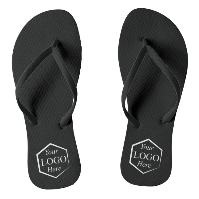 Custom Logo Black Business Employee Company Staff Thongs (Footbed)