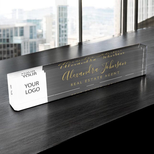 Custom Logo Black Gold Elegant Professional Nameplate (Creator Uploaded)