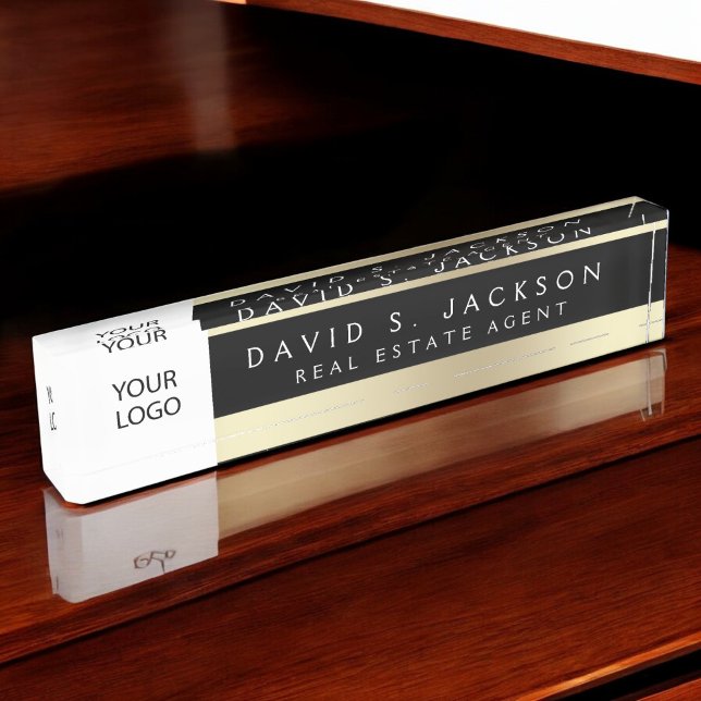 Custom Logo Black Gold Elegant Professional Nameplate (Creator Uploaded)