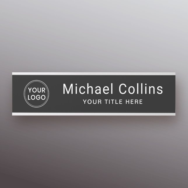 Custom logo black name and title template door sign (Creator Uploaded)