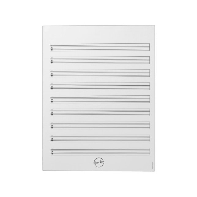 Custom Logo Blank Guitar Tablature Notepad (Rotated)