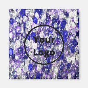 Custom logo blue and clear glass crystal balls magnet