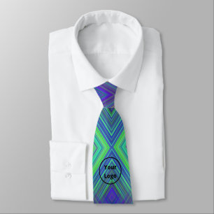 Custom logo blue and green line shapes tie