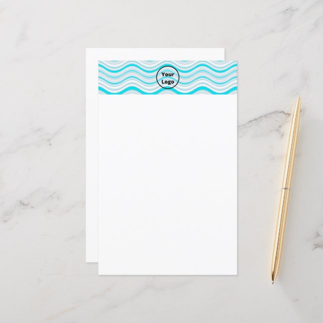 Custom logo blue and white wavy stripes (Front/Back In Situ)