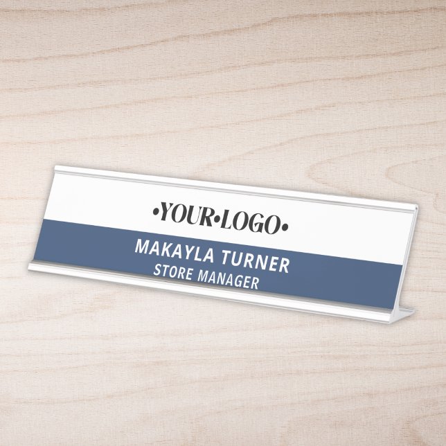 Custom Logo Blue Desk Name Plate (Creator Uploaded)