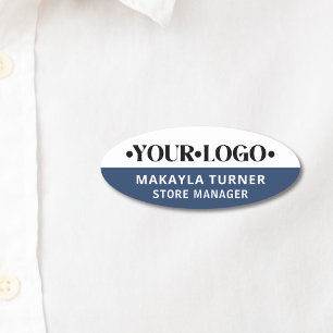 Custom Logo Blue Employee Name Tag