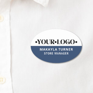 Custom Logo Blue Employee Name Tag