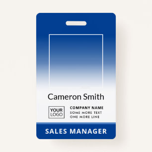 Custom logo blue gradient employee name title id ID badge