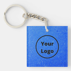 Custom logo blue rough surface print key ring