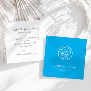 Custom Logo Bold Minimalist Corporate Blue Square Business Card