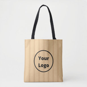 Custom logo brown stripes tote bag