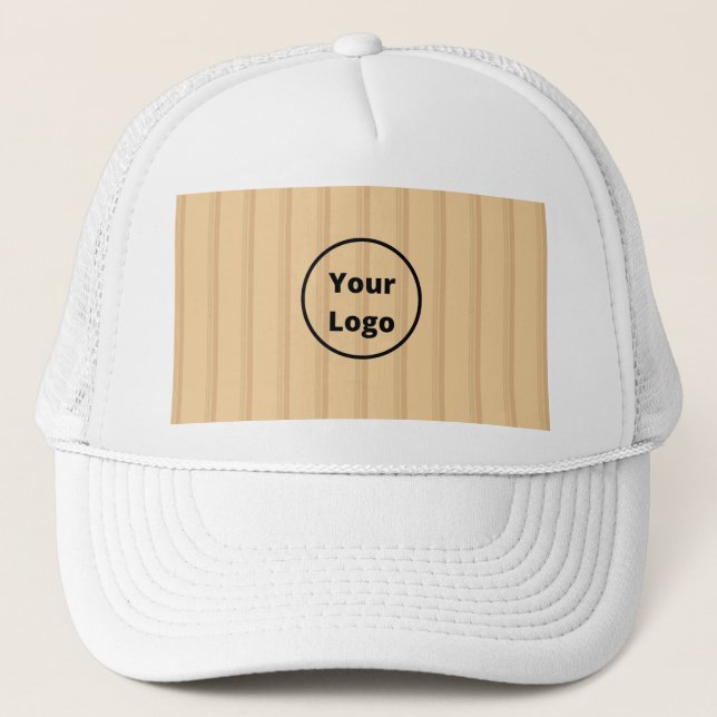 Custom logo brown stripes trucker hat (Front)