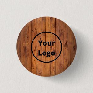 Custom logo brown wood 3 cm round badge