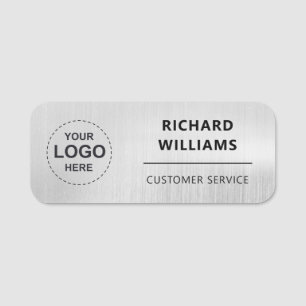 Custom Logo Brushed Radial Metallic Silver Busines Name Tag
