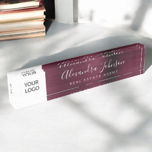 Custom Logo Burgundy Elegant Professional Nameplate