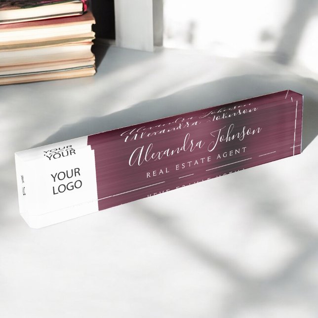 Custom Logo Burgundy Elegant Professional Nameplate (Creator Uploaded)