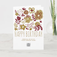 Custom Logo Burgundy Gold Flowers Happy Birthday