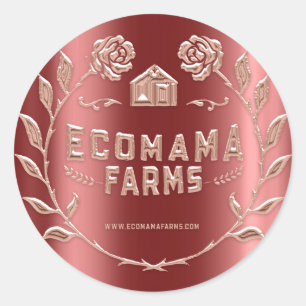 Custom Logo Burgundy Tester Sample Roses Classic Round Sticker