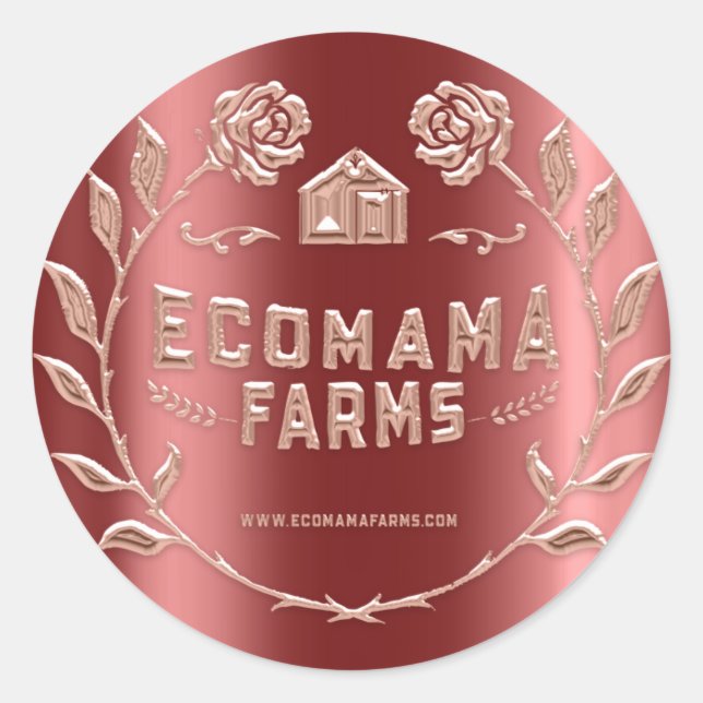 Custom Logo Burgundy Tester Sample Roses Classic Round Sticker (Front)