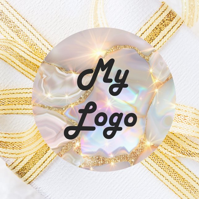 Custom logo business agate holographic classic round sticker (Creator Uploaded)