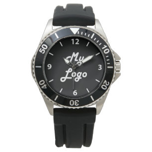 Custom logo business black white watch