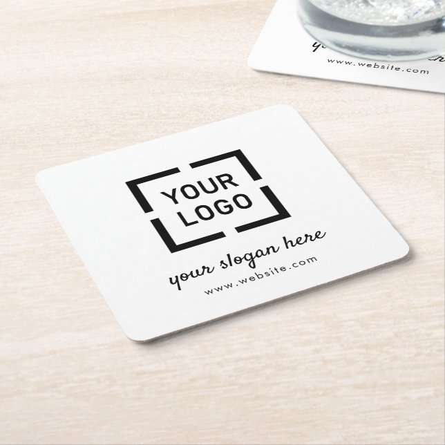 Custom Logo business branded Square Paper Coaster (Angled)