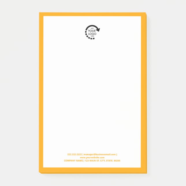 Custom Logo Business Branding Modern Retro Gold Post-it Notes (Front)