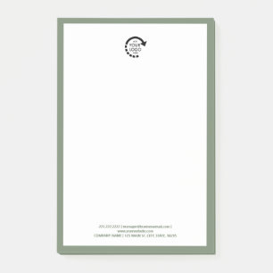 Custom Logo Business Branding Sage Green Border Post-it Notes